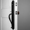 Dome One-Piece Handleset with A-Grip and Loch Rosette and Brown Autumn Porcelain Knob