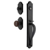 Dome One-Piece Handleset with A-Grip and Vault Short Plate and Brown Autumn Porcelain Knob