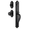 Dome One-Piece Handleset with A-Grip and Vault Short Plate and Black Shadow Porcelain Knob