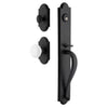 Dome One-Piece Handleset with A-Grip and Vault Short Plate and White Snow Porcelain Knob