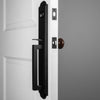 Dome One-Piece Handleset with D-Grip and Loch Rosette and Brown Autumn Porcelain Knob