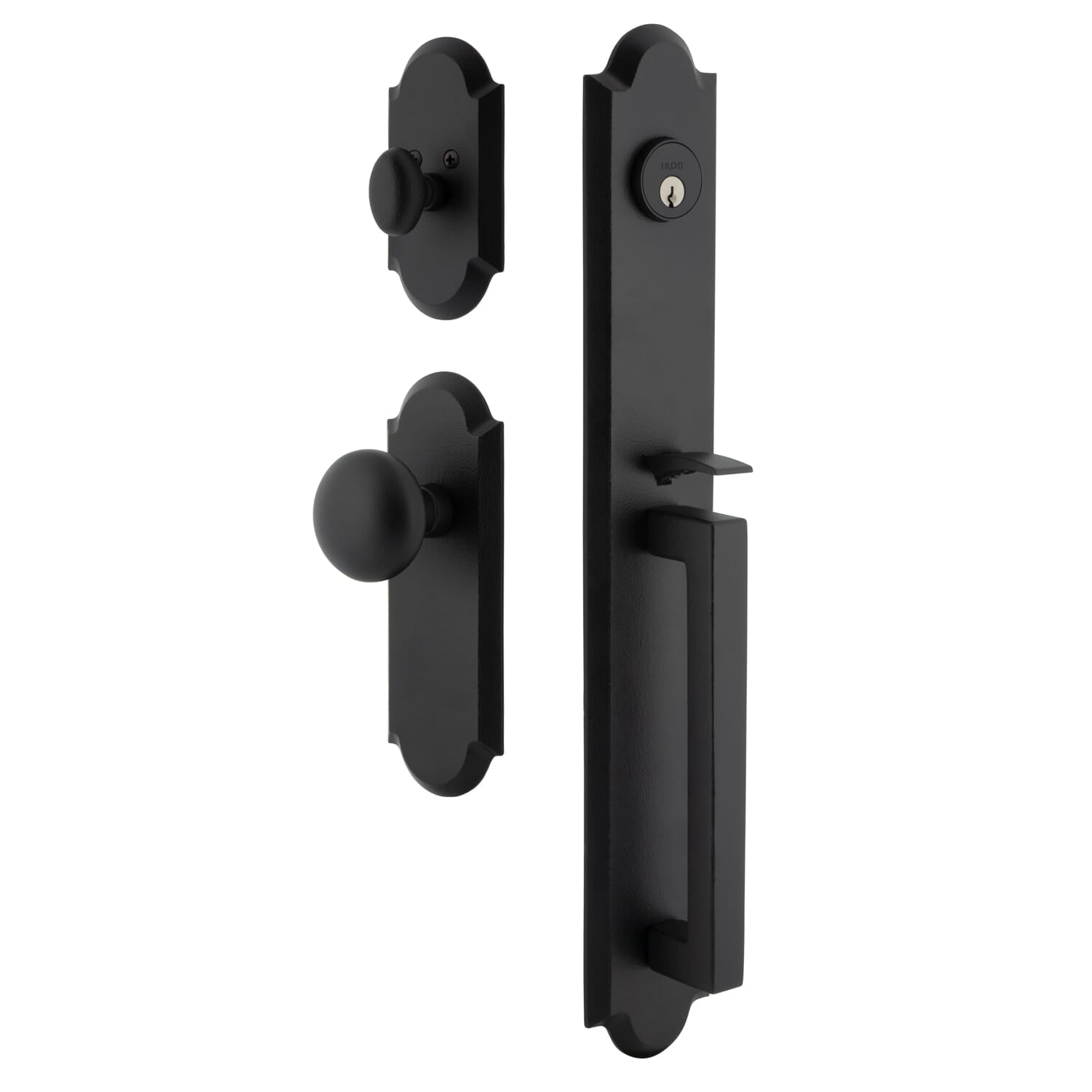 Dome One-Piece Handleset with D-Grip with Dome Long Plate and Keep Knob