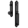 Dome One-Piece Handleset with D-Grip with Dome Tall Plate and Black Shadow Porcelain Knob