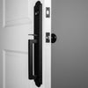 Dome One-Piece Handleset with D-Grip and Loch Rosette and Black Shadow Porcelain Knob