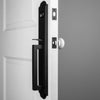 Dome One-Piece Handleset with D-Grip and Loch Rosette and White Snow Porcelain Knob