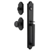 Dome One-Piece Handleset with D-Grip and Vault Short Plate and Black Shadow Porcelain Knob