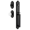 Dome One-Piece Handleset with D-Grip and Vault Short Plate and White Snow Porcelain Knob