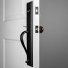 Keep One-Piece Handleset with A-Grip and Vale Short Plate and Brown Autumn Porcelain Knob