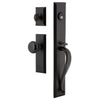 Keep One-Piece Handleset with A-Grip and Keep Long Plate and Black Shadow Porcelain Knob
