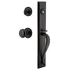 Keep One-Piece Handleset with A-Grip and Loch Rosette and Black Shadow Porcelain Knob