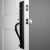 Keep One-Piece Handleset with A-Grip and Vale Short Plate and White Snow Porcelain Knob