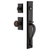 Keep One-Piece Handleset with A-Grip and Vale Short Plate and Brown Autumn Porcelain Knob