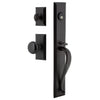 Keep One-Piece Handleset with A-Grip and Vale Short Plate and Black Shadow Porcelain Knob