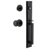 Keep One-Piece Handleset with D-Grip and Loch Rosette and Black Shadow Porcelain Knob