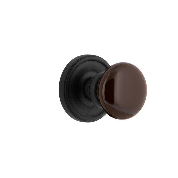 Loch Rosette with Brown Autumn Porcelain Knob - Ageless Iron Hardware