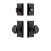 Vale Short Plate Entry Set with Black Shadow Porcelain Knob