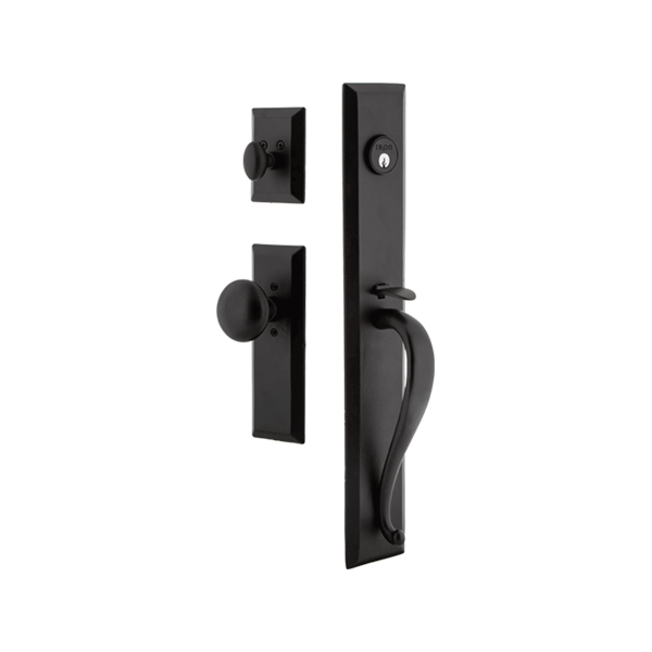 Keep Hardware Keep Long Plate Entry Set with Keep Knob - Ageless Iron Hardware