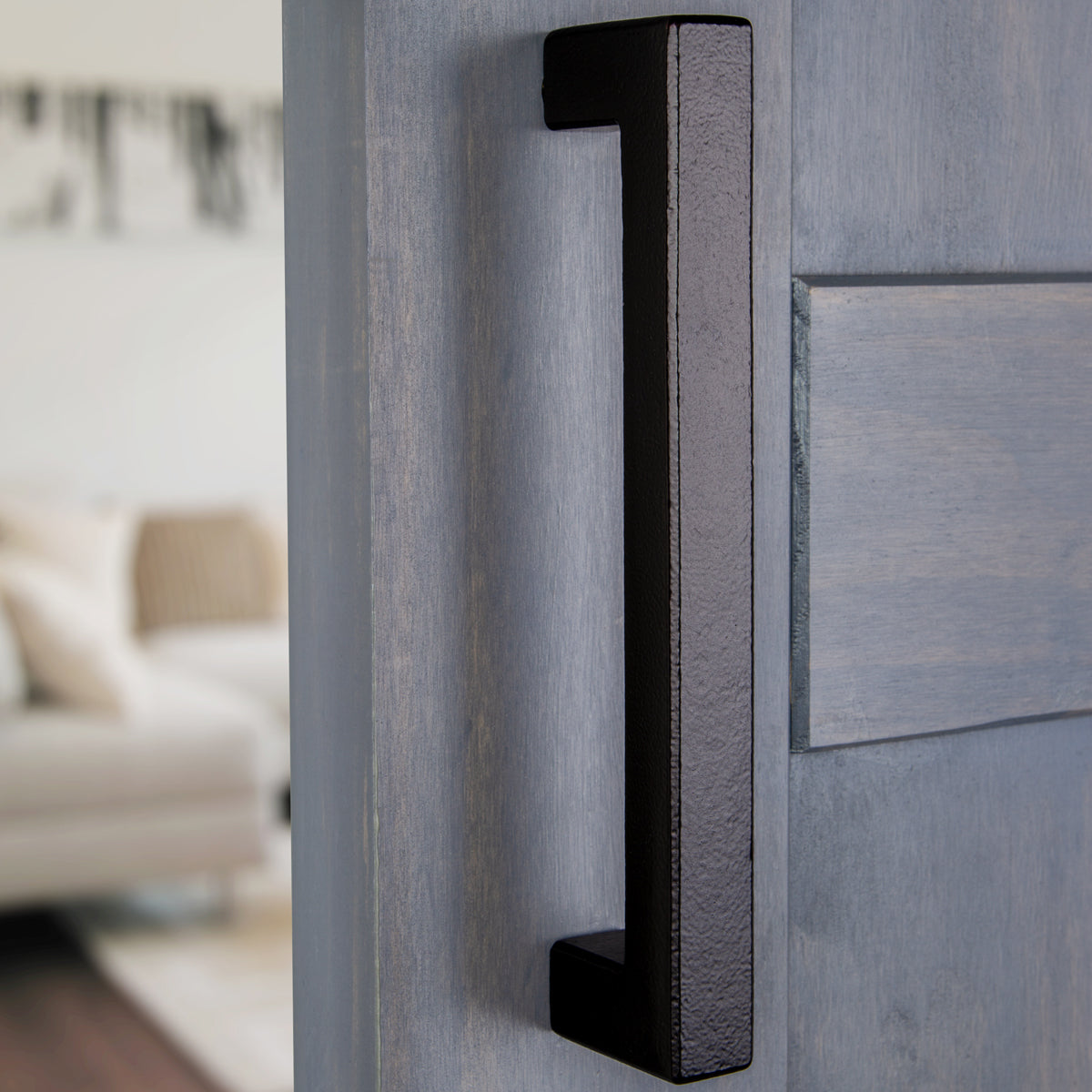 Ageless Iron Black Iron Barn Door Grip in matte black cast iron